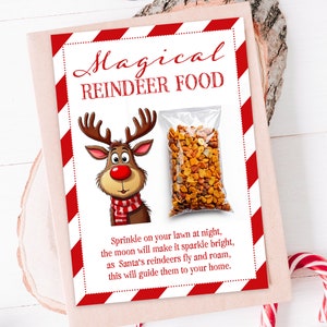 Renne FOOD Treat Tag Imprimable, renne png pour les enfants, Christmas Magic Reindeer Food Favor, idées de faveur de Noël Téléchargement numérique