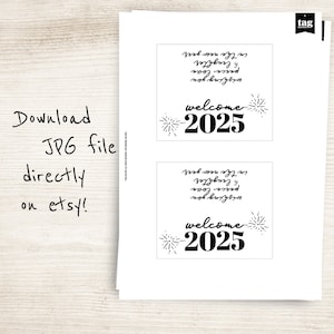 HAPPY NEW YEAR Gift Tag Printable // New Year wishes Treat Tag Digital Download