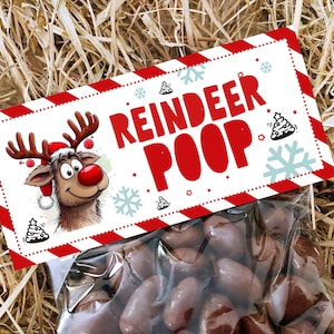 rendierenkak afdrukbaar, rendiertraktaties, rendierlabel, kerstgunsten, kerstafdrukbaar, rendiervoedsel afdrukbare digitale download