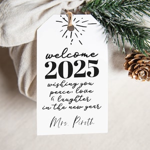 FELICE ANNO NUOVO Etichetta regalo stampabile // Auguri di Capodanno Trattare Tag Download digitale