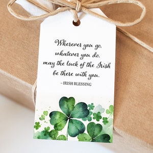 Étiquette cadeau imprimable pour la Saint-Patrick avec bénédiction irlandaise, étiquette cadeau pour la Saint-Patrick, étiquettes porte-bonheur, étiquettes de bénédiction irlandaise Téléchargement numérique