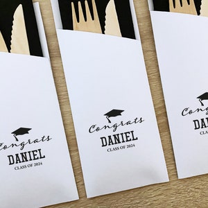 Modelo de embalagem para bolsa de talheres para formatura da turma de 2025, porta-talheres para impressão, download digital para festa de formatura