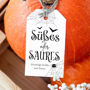 Halloween-sjabloon, trick-or-treat-sjabloon, klein cadeau, Halloween-decoratie, Halloween-tas, eng horrorcadeau, digitale verjaardag