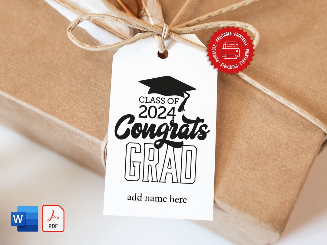 CONGRATS GRAD Class of 2023 Gift Tag, Printable Label Graduation Cap ...