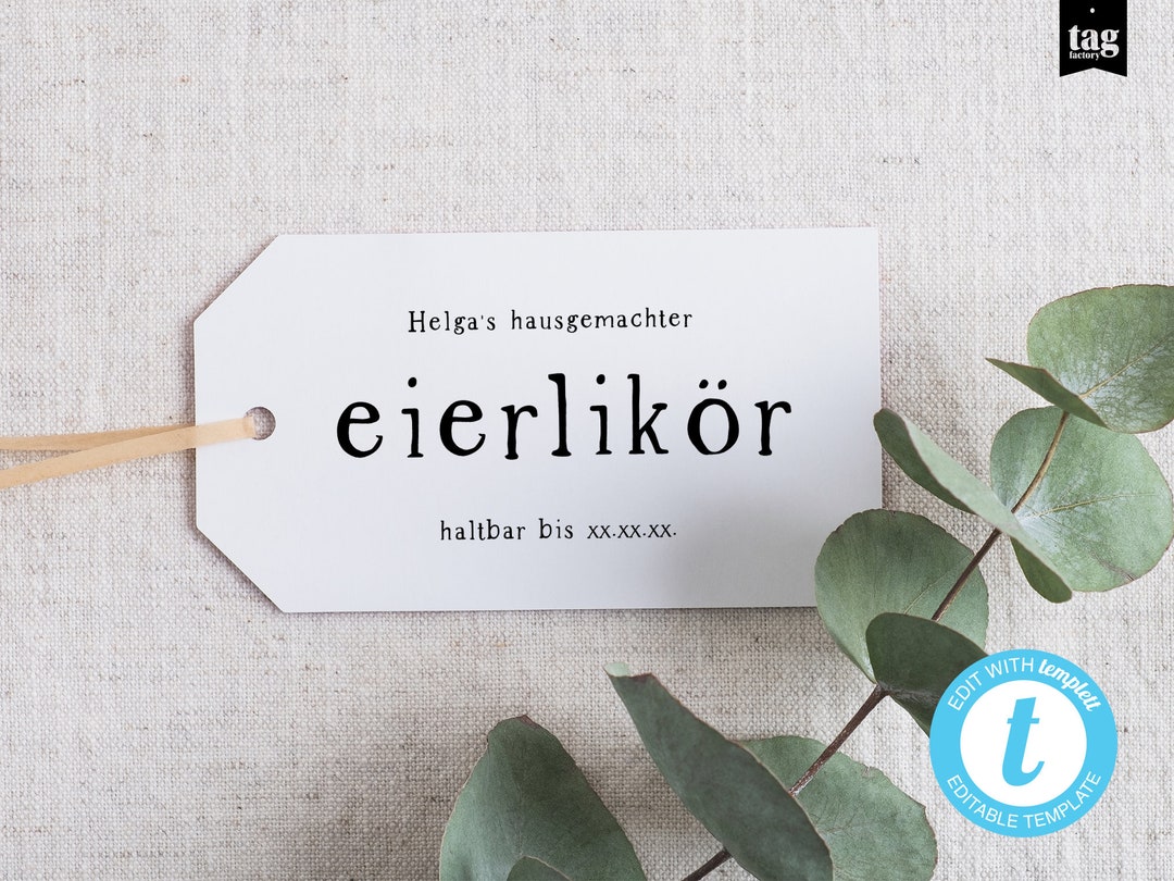 Eierlikör Anhänger Etikett Printable Homemade Weihnachten Eier - Etsy