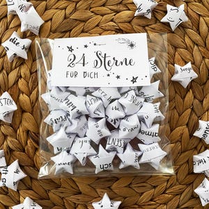 Advent, Stern Adventskalender, Sterne mit Botschaft Geschenk, Adventskalender Achtsamkeit Sprüche, Advent Kleinigkeiten, Advent Geschenk