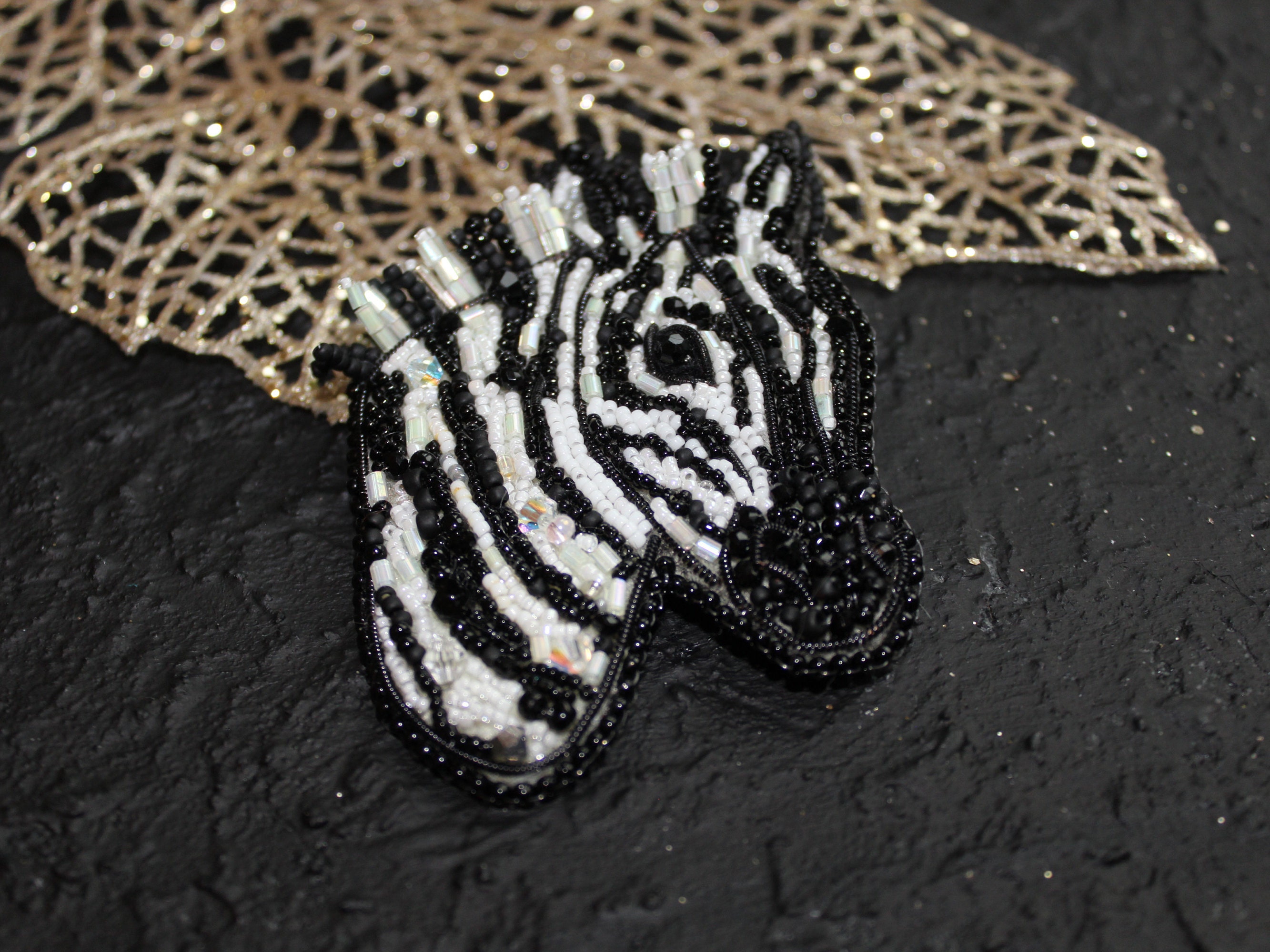 Zebra Brooch Pin /embroidered Brooch /beaded Jewelry / Fall Etsy