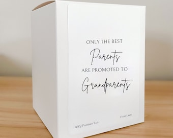 Best Parents Promoted to Grandparents - Pregnancy Announcement - Personalised Custom Candle - New Grandparents Baby Present Minimalist