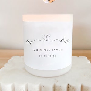 Wedding Engagement Gift - Personalised Candle Custom Wedding Candle - Couples Anniversary Present Minimalist Style Valentines Bride Groom