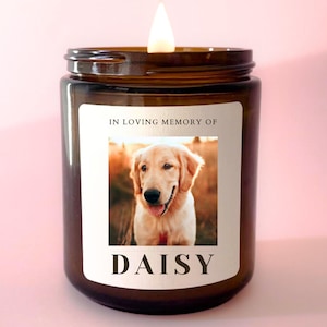 Pet Memorial Candle, In Loving Memory Of, Pet Loss, Personalised Photo Candle, Custom Gift, Cat Memory Candle, Dog Memorial Gift, Grief Gift