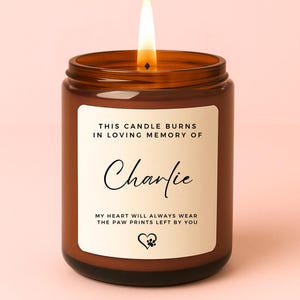 Pet Memorial Candle, In Loving Memory Of, Pet Loss, Personalised Candle, Custom Gift, Cat Memory Candle, Dog Memorial Gift, Grief Gift