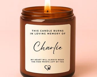 Pet Memorial Candle, In Loving Memory Of, Pet Loss, Personalised Candle, Custom Gift, Cat Memory Candle, Dog Memorial Gift, Grief Gift