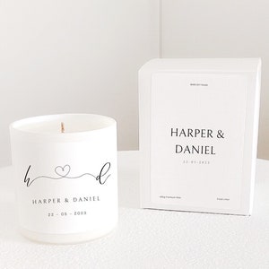 Engagement Wedding Gift Personalised Candle Custom Wedding Candle Couples Initials Engagement Present Gift for Couples Valentines image 2