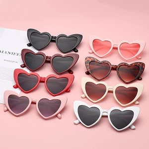 Heart Sunglasses - Bridesmaid Proposal - Bachelorette Favour Hen Do Gift - White Pink Red Black Heart Shaped Glasses - Wedding Bridal Favour