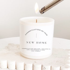 Housewarming Gift Personalised Candle Custom New Home Candle Couples Homeowner Present Minimalist Style Names Real Estate image 1