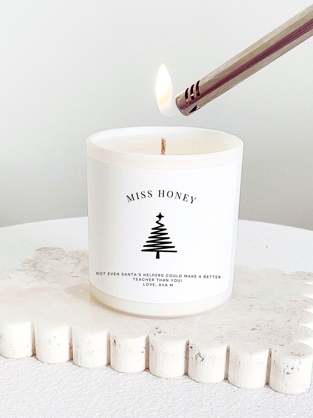 Personalised Christmas Candle, Gift for Teachers, Custom Christmas Gift