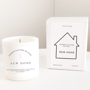 Housewarming Gift Personalised Candle Custom New Home Candle Couples Homeowner Present Minimalist Style Names Real Estate image 2