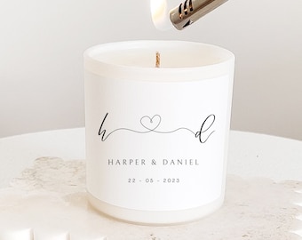 Engagement Wedding Gift - Personalised Candle Custom Wedding Candle - Couples Initials Engagement Present - Gift for Couples-  Valentines