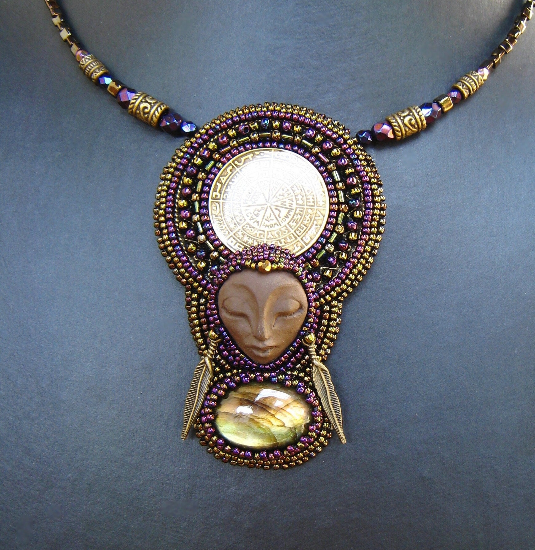 Witch Bead embroidered necklace Etsy