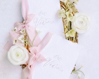 Personalised Wedding Vow Books Luxury Handmade Vow Books Handmade Paper Ceremony Books Silk Ribbon Bride Groom Heirloom Keepsake