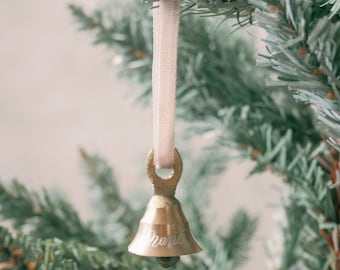 Personalised Brass Bell Christmas Ornament Engraved Name Christmas Bauble Custom Brass Tree Decoration Luxury Christmas Keepsake Gift