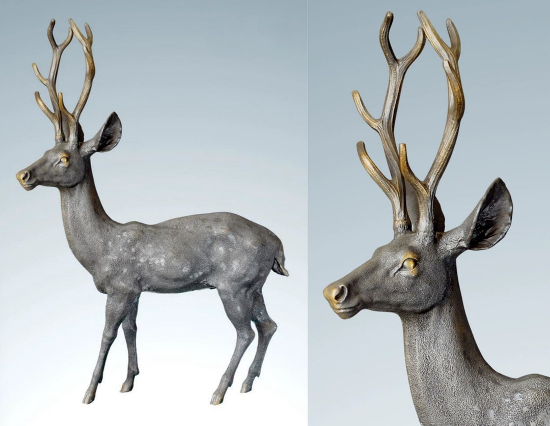 Deer Bronze Sculpture, Deer Statues Home Decor, Animal Statues Home