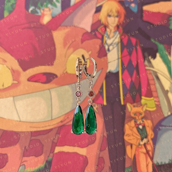 anime cosplay earrings art Sieraden Oorbellen Oorbellen & druppelhangers Howls moving castle huggie hoop earrings studio ghibli inspired earrings non-pierced ear clips anime jewelry 