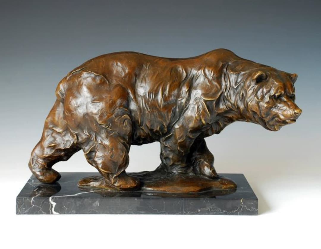 Bear Bronze Sculpture, Bear Statues Home Decor, Animal Statues Home