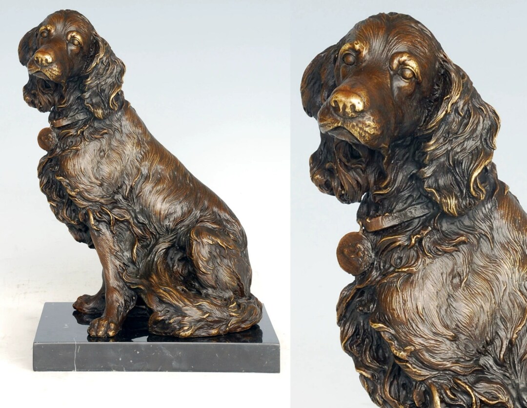 Dog Bronze Sculpture, Dog Statues Home Decor, Animal Statues Home Decor