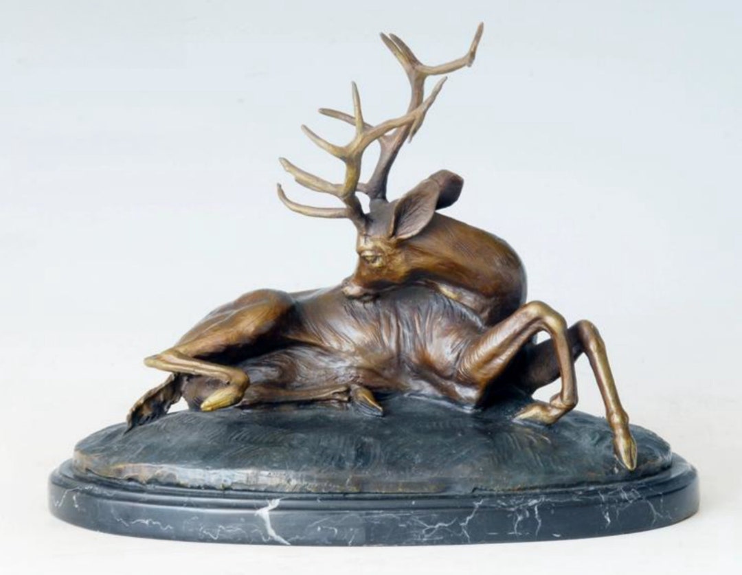 Deer Bronze Sculpture, Deer Statues Home Decor, Animal Statues Home Decor, Animal Bronze