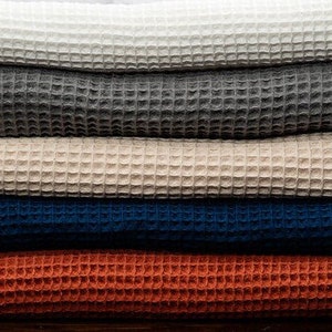60&quot; WIDE Turkish Cotton waffle fabric by the yard, many color options - Great for towels, bedding, baby - STOF France - Oeko TEX Certified