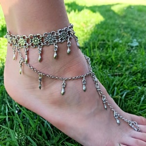 Silver Barefoot Sandals: Beach Wedding Foot Jewelry