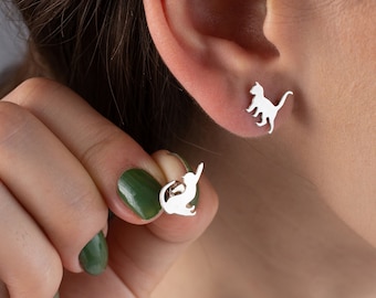 Sterling Silber Katze Ohrstecker: Hypoallergener Haustier Schmuck