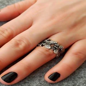 Adjustable Butterfly Ring in Silver Plated | Boho Nature-Inspired Jewelry for Women | Handmade Statement Ring with Butterflies