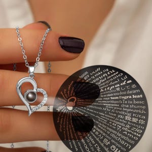 Sterling Silver Heart Necklace: &quot;I Love You&quot; in 100 Languages