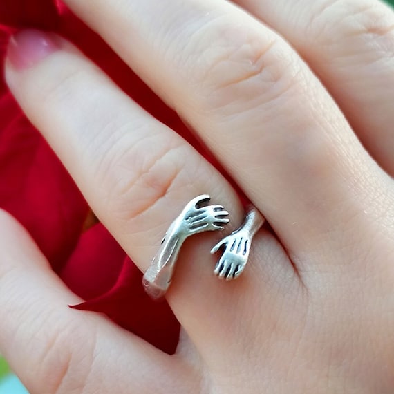 Sterling Silver or Gold Hand Hugging Ring, Embrace Ring, Adjustable Ring,  Statement Ring Hand Hug Ring Love Ring Ring for Him or Her -  Canada