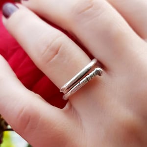 Adjustable Silver Nail Ring: Handmade Copper Wrap Band