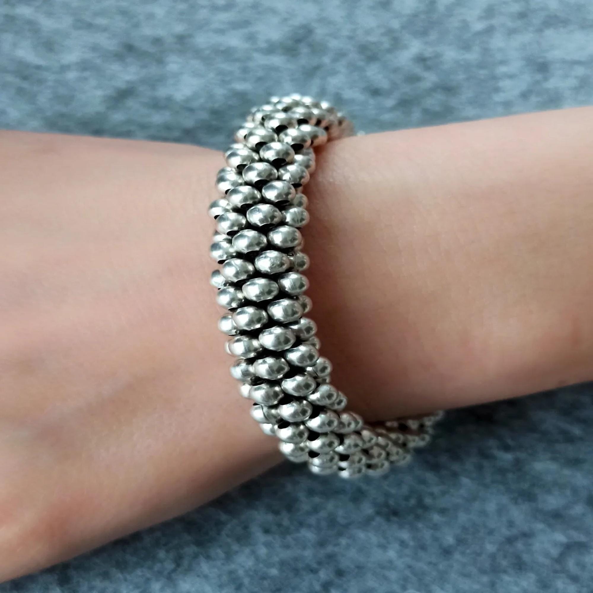 Rustic Wrap Cuff Bracelet | Handmade Textured Silver Plated Adjustable Bangle | Statement Wide Boho Bracelet for Women | Gift for Her