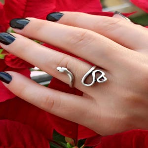 Serpent Wrap Ring – Handmade Silver-Plated Adjustable Snake Ring