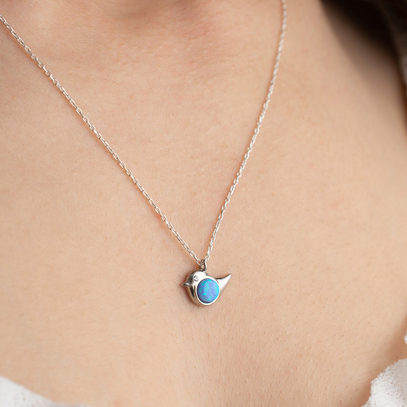 Opal Bird 925 Sterling Silver Necklace