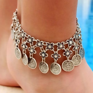 Boho Anklets For Women • Belly Dancing Accessories • Ottoman Symbol Anklets • Silver Anklets For Women • Brutalist Anklet • Gothic Anklet •