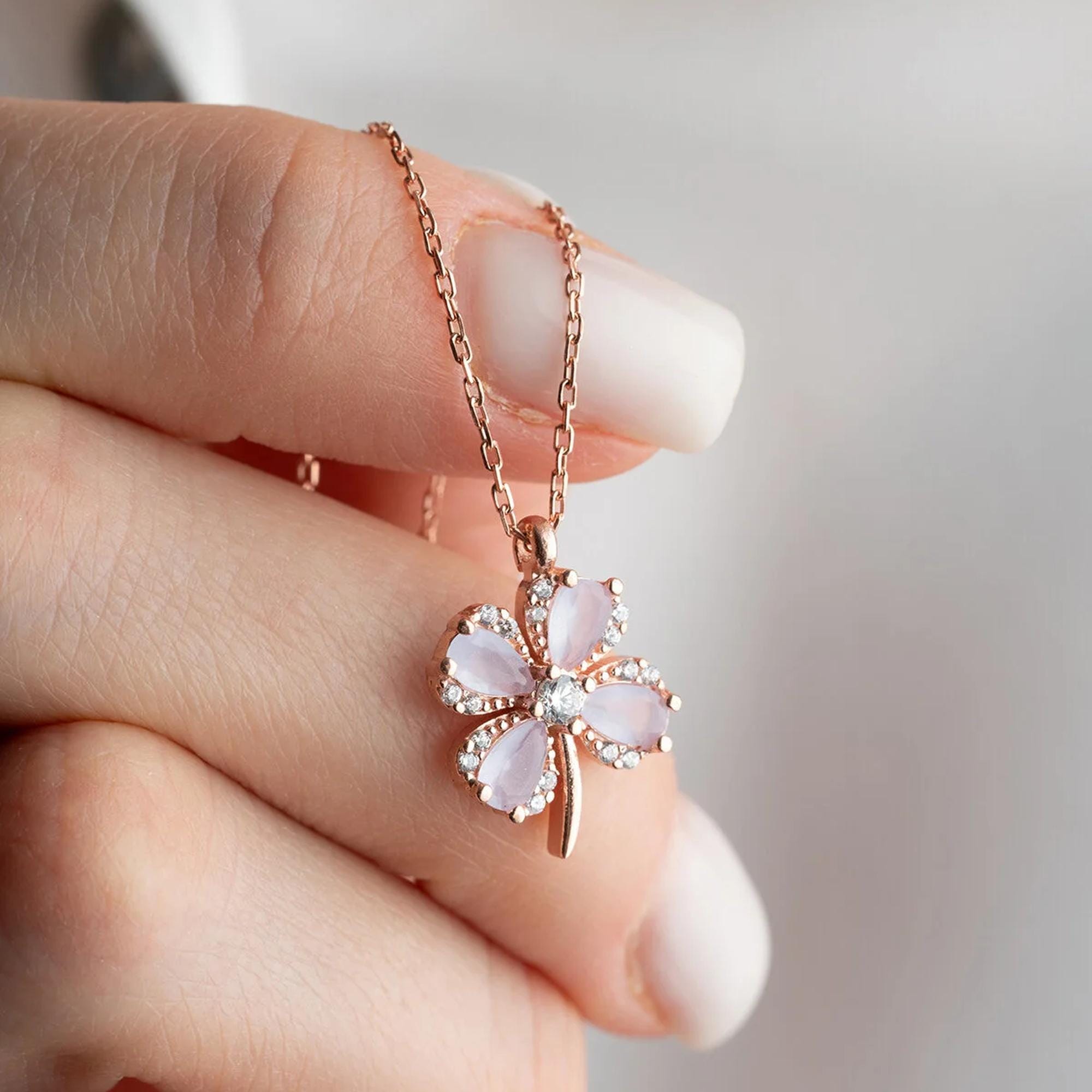 Lilac Clover Necklace Lucky Grace - Etsy