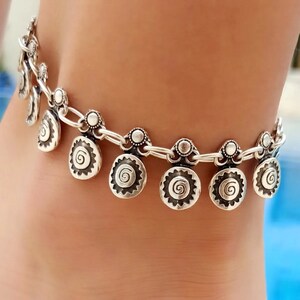 Vintage Silver color Anklets for Women Accessories Coin Charm