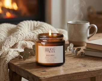 Jasmin Soja Kerze Amber Glas Blumenduft