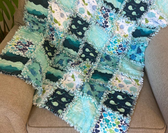 Fish Rag Quilt Under the Sea Baby Rag Quilt - Etsy