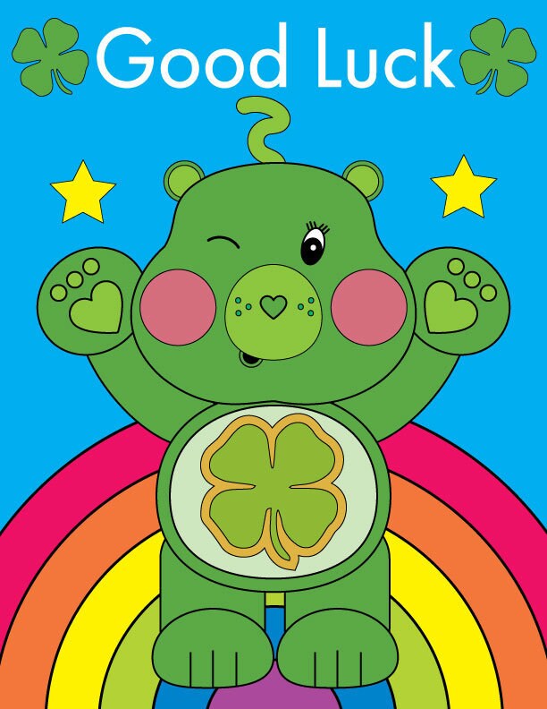 Viel Glück Karte Pflege Bär Retro-Stil-Illustration A6 | Etsy