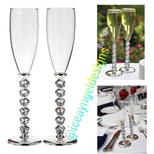 Beautiful Crystal Flutes and Rhinestone Serving Sets