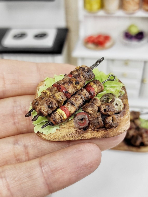 Realistic miniature kebab 1/12. Barbecue. Mini kebab. Kebab Etsy