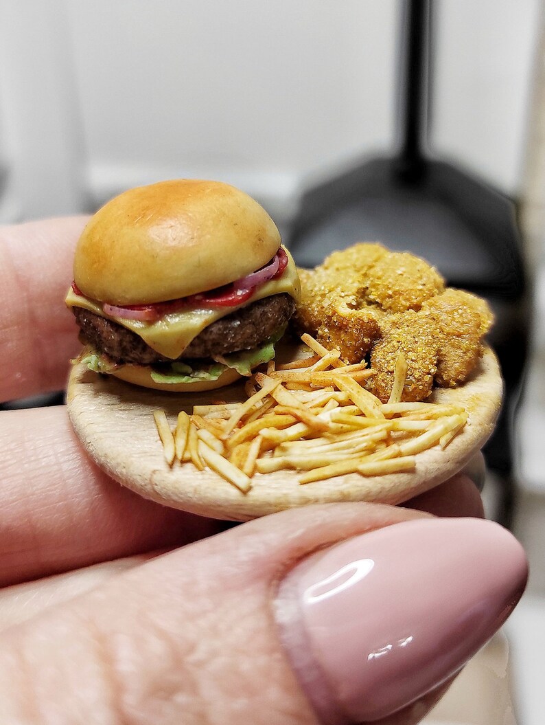 Fast food made of polymer clay burger for dolls fries for Etsy