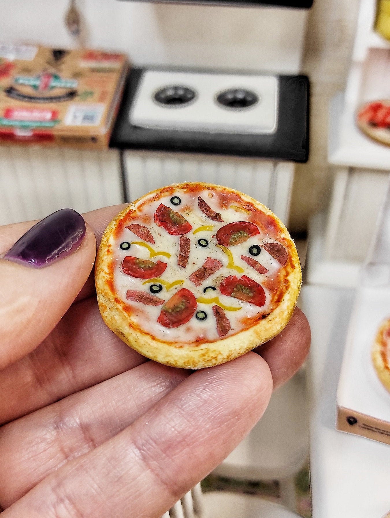 Polymer clay fast food pizza for dolls food for dolls Etsy